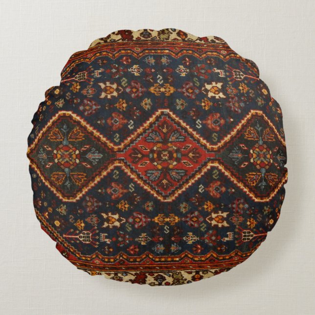 Oriental Antique Persian Turkish Carpet Rug Round Pillow (Front)