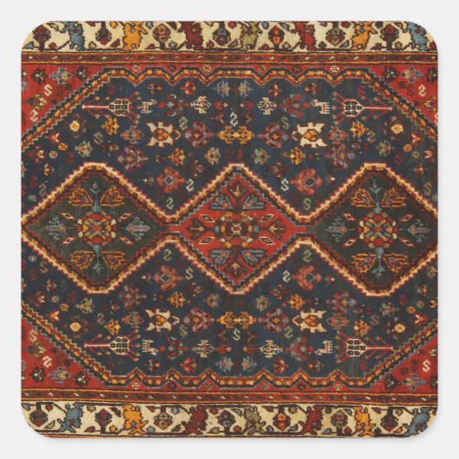 Turkish Rug Sticker Oriental Antique Persian Turkish Carpet Rug Square Sticker | Zazzle