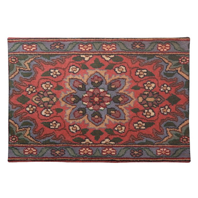 Oriental Antique Persian Turkish Floral Carpet Cloth Placemat (Front)