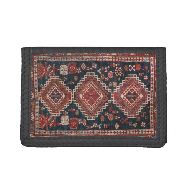 Oriental Antique Persian Turkish  Karbistan Carpet Trifold Wallet (Front)