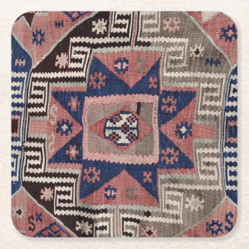 Oriental Antique Red Kilim Rug  Square Paper Coaster