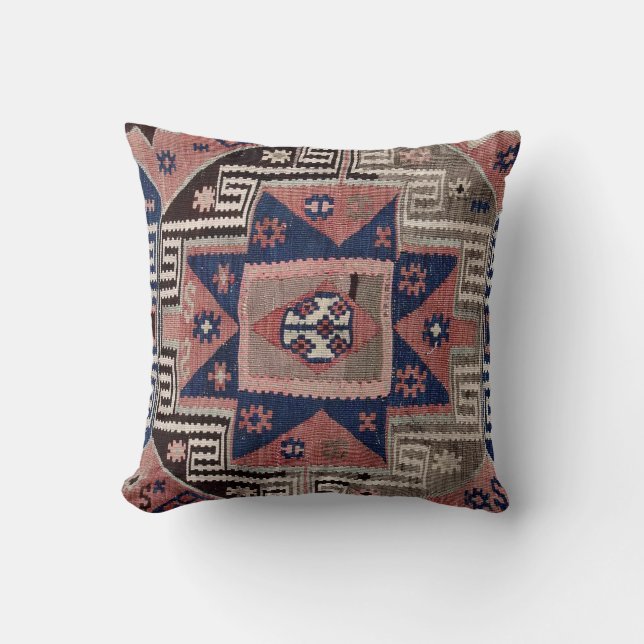 Oriental Antique Red Kilim Rug   Throw Pillow (Front)