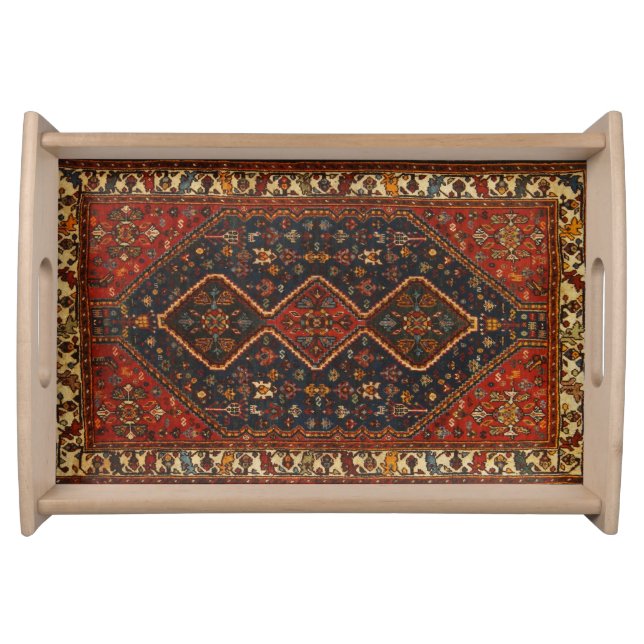 Oriental Antique Turkish Persian  Carpet Rug Serving Tray (Front)