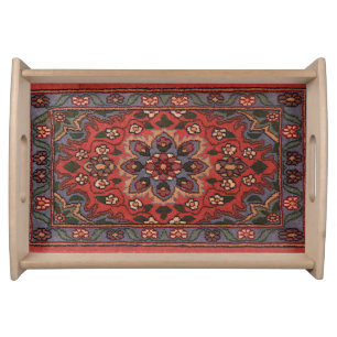 Oriental Antique Turkish Persian Floral Carpet Serving Tray