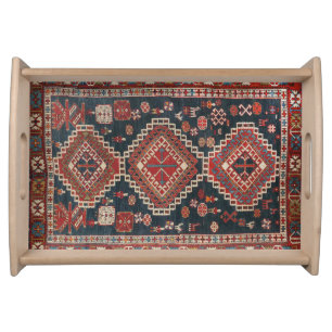 Oriental Antique Turkish Persian Karbistan Carpet Serving Tray