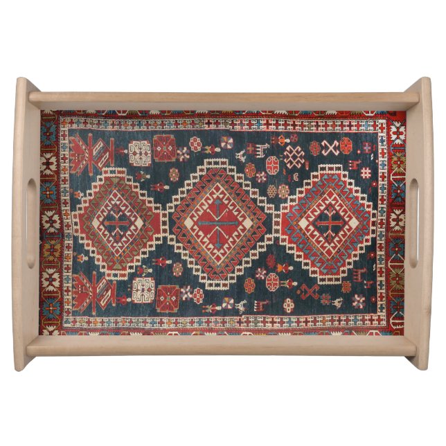 Oriental Antique Turkish Persian  Karbistan Carpet Serving Tray (Front)