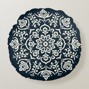 Oriental Arabesque Majestic Motifs Round Pillow