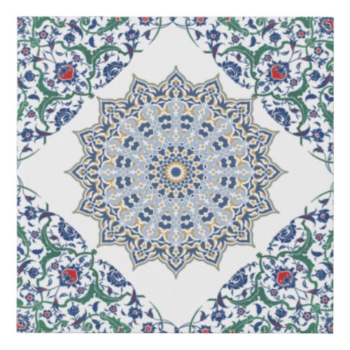 Oriental Arabesque Mandala with Decorated Borders  Faux Canvas Print