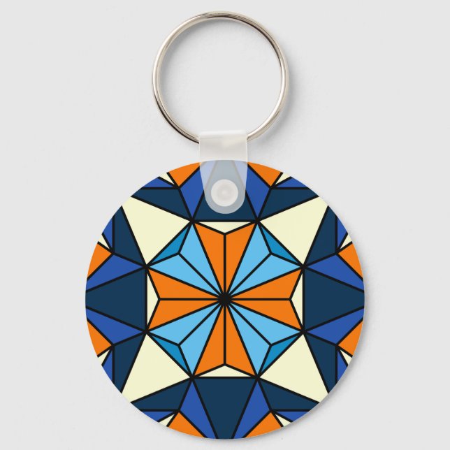 Oriental Arabic Geometric Seamless Pattern Keychain (Front)