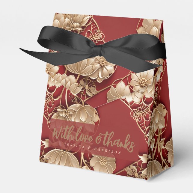 Oriental Art Deco Florals | Custom Favor Boxes (Front Side)