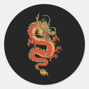 Oriental Art Dragon Design Tokyo Japanese Pop Asia Classic Round Sticker