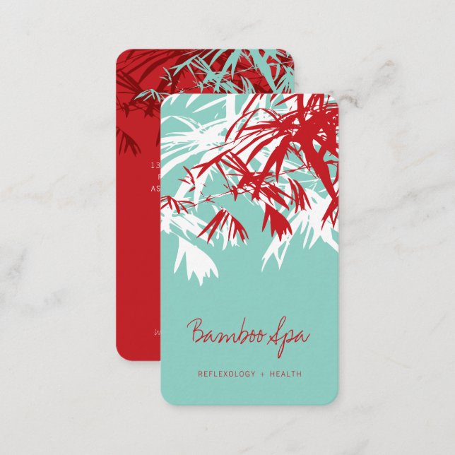 Oriental Asian Bamboo Leaves Tree Modern Zen Spa Business Card (Front/Back)