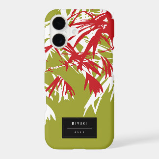 Oriental Asian Chinese Green Red Bamboo Leaves Zen iPhone 17 Case