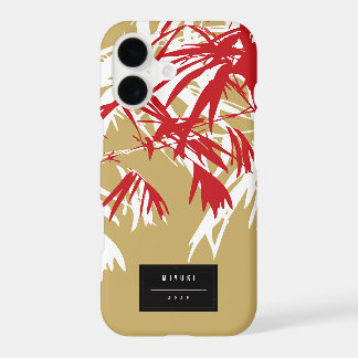 Oriental Asian Chinese Red Gold Bamboo Leaves Zen iPhone 17 Case
