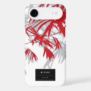 Oriental Asian Chinese Red Grey Bamboo Leaves Zen iPhone 17 Air Case
