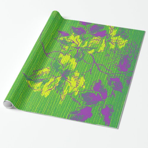 Oriental Bamboo Green Purple Emerald Cali Tree Wrapping Paper