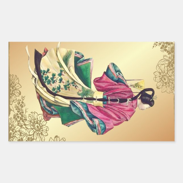 Oriental Beauty Rectangular Sticker (Front)