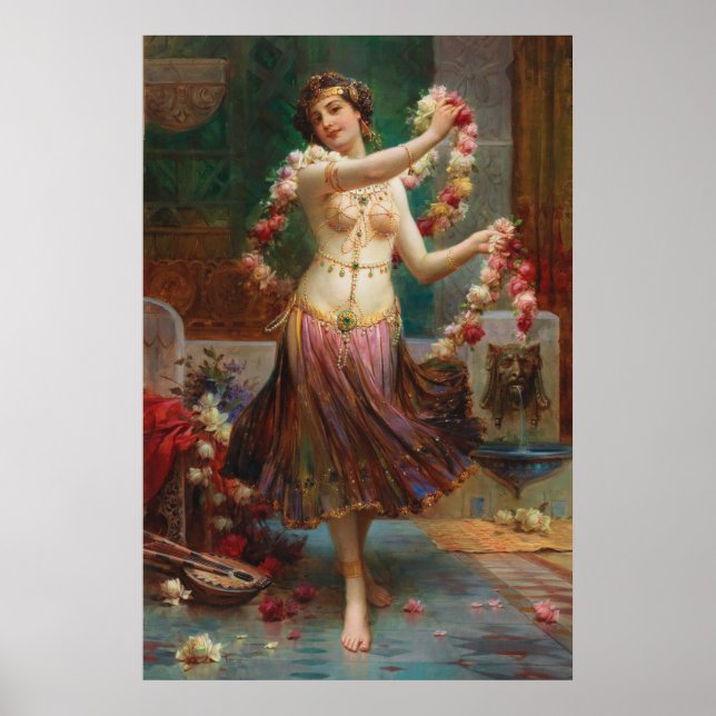 Oriental Beauty with Roses by Hans Zatzka - poster (Front)