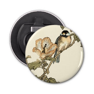 Oriental Bird Perched on Branch Bottle Opener