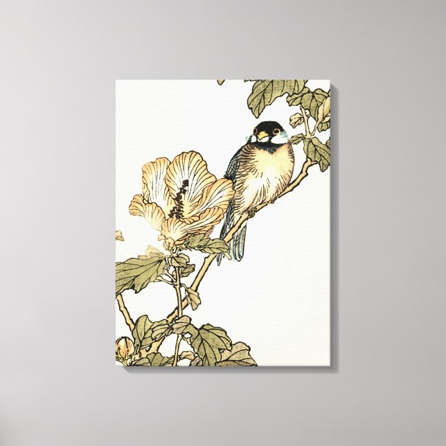 Oriental Bird Perched on Branch Canvas Print (Front)