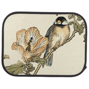Oriental Bird Perched on Branch Car Mat