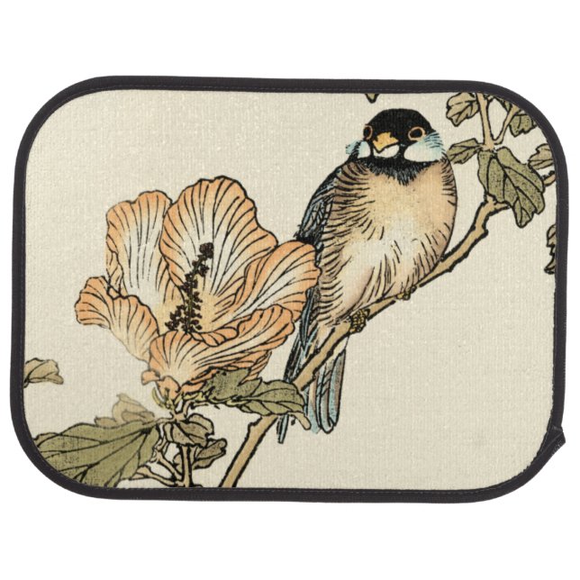 Oriental Bird Perched on Branch Car Mat (Rear)
