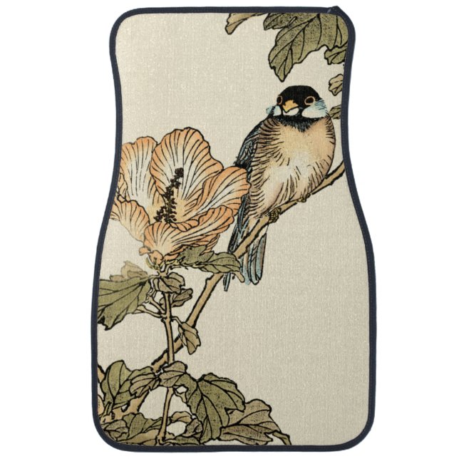 Oriental Bird Perched on Branch Car Mat (Front)