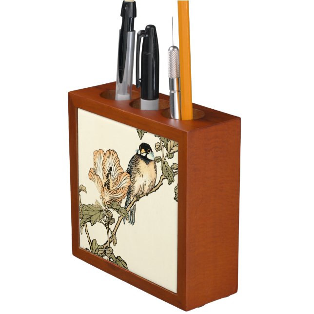 Oriental Bird Perched on Branch Desk Organizer (In Situ)