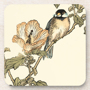 Oriental Bird Perched on Branch Drink Coaster