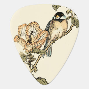 Oriental Bird Perched on Branch Guitar Pick