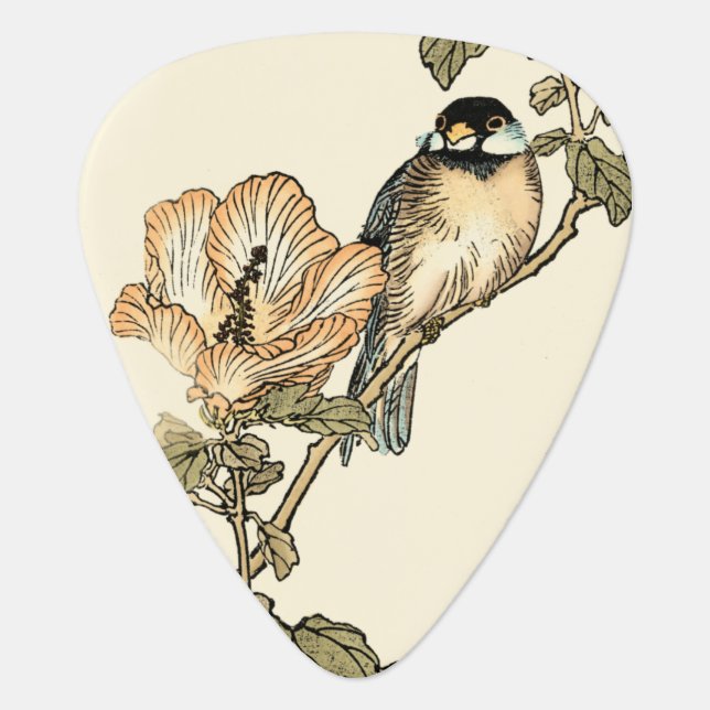 Oriental Bird Perched on Branch Guitar Pick (Front)
