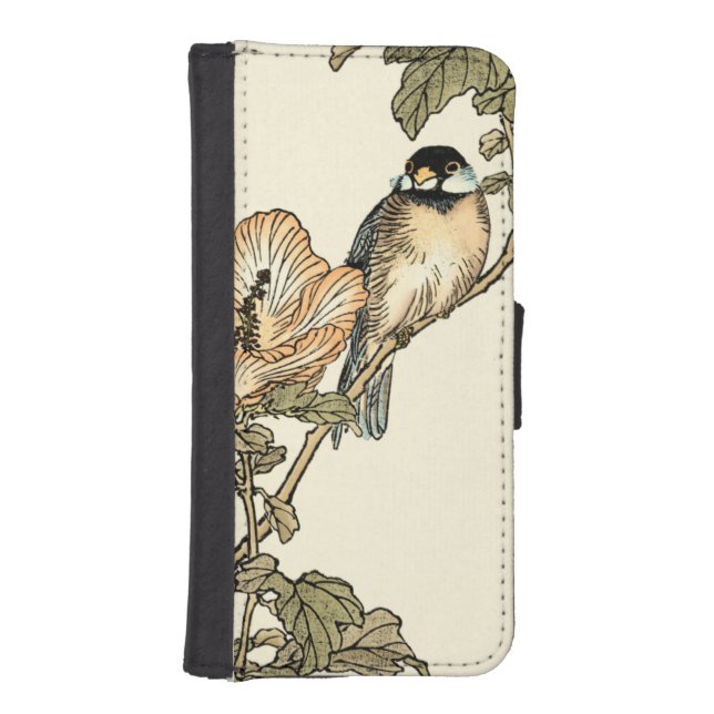 Oriental Bird Perched on Branch iPhone Wallet Case (Front)