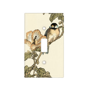 Oriental Bird Perched on Branch Light Switch Cover