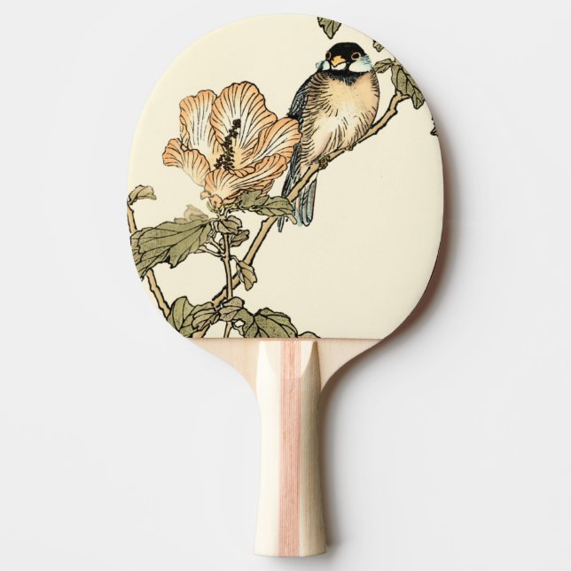 Oriental Bird Perched on Branch Ping-Pong Paddle (Front)