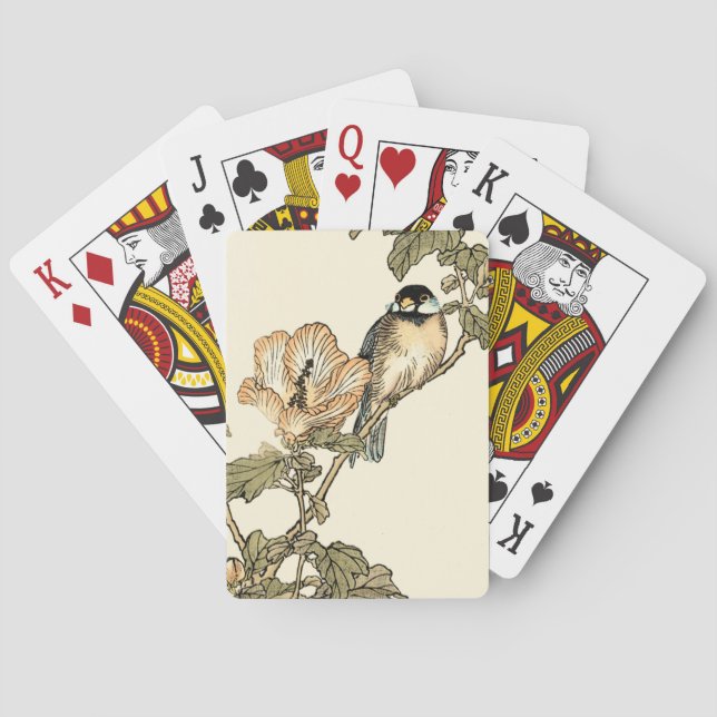 Oriental Bird Perched on Branch Poker Cards (Back)