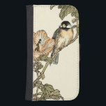 Oriental Bird Perched on Branch Wallet Phone Case For Samsung Galaxy S4<br><div class="desc">This art print displays sharp,  vivid image of an oriental bird perched on a branch. Below it there is an orange flower with a high degree of color accuracy. This contemporary fine art print of a traditional Oriental-inspired art will add character to any wall in your house.</div>