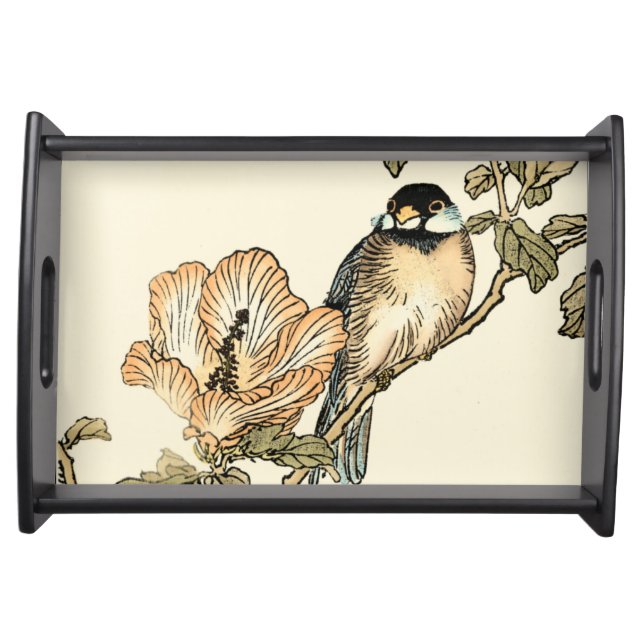Oriental Bird Perched on Branch Serving Tray (Front)
