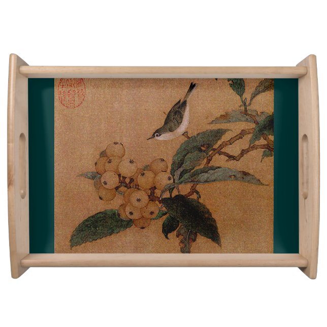 Oriental bird with loquats serving tray (Front)