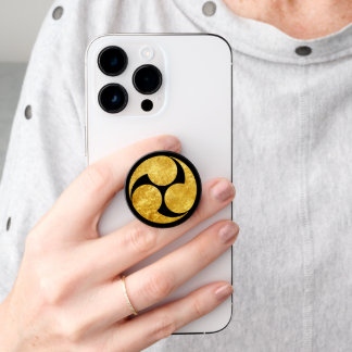 Oriental Black Faux Gold Kobayakawa Japan Mon Art PopSocket
