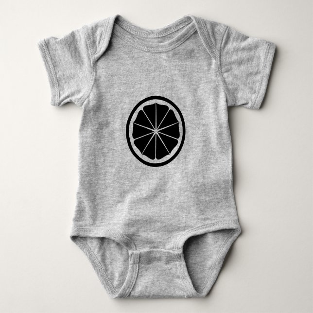 Oriental Black Japan Seishinkai Mon Kamon Art Baby Bodysuit (Front)
