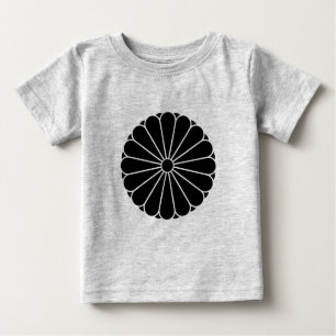 Oriental Black Kiku Chrysanthemum Mon Kamon Art Baby T-Shirt