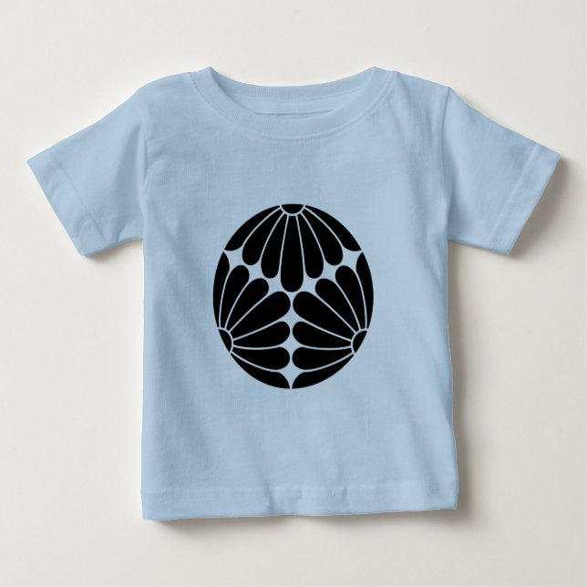 Oriental Black Kiku Chrysanthemum Mon Vector Art Baby T-Shirt (Front)