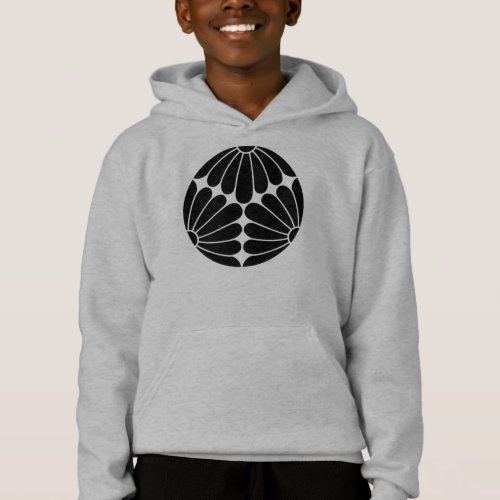 Oriental Black Kiku Chrysanthemum Mon Vector Art Hoodie