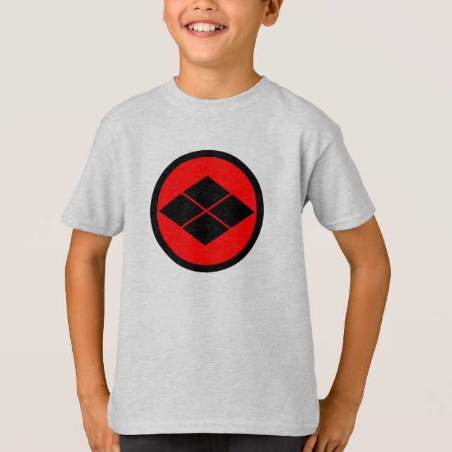 Oriental Black Red Takeda Japan Mon Kamon Art T-Shirt (Front)