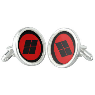 Oriental Black Red Takeda Japan Mon Vector Art Cufflinks