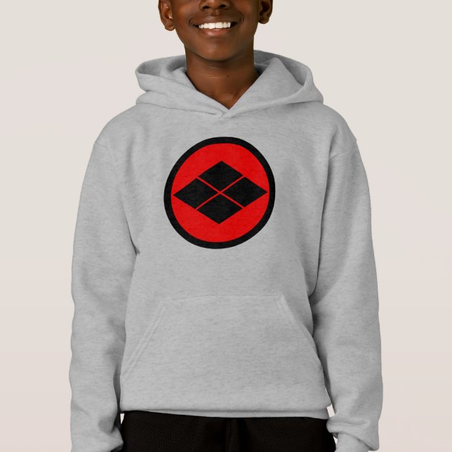 Oriental Black Red Takeda Japan Mon Vector Art Hoodie (Front)