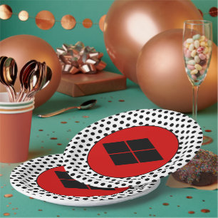 Oriental Black Red White Takeda Japan Mon Art Paper Plates