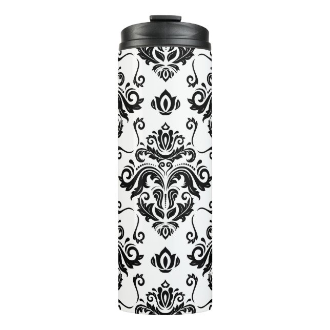Oriental Black & White: Classic Texture Thermal Tumbler (Front)