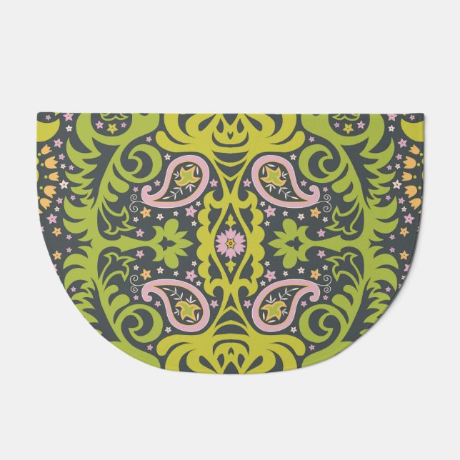 Oriental Bliss: Paisley Floral Pattern Doormat (Front)