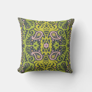Oriental Bliss: Paisley Floral Pattern Throw Pillow